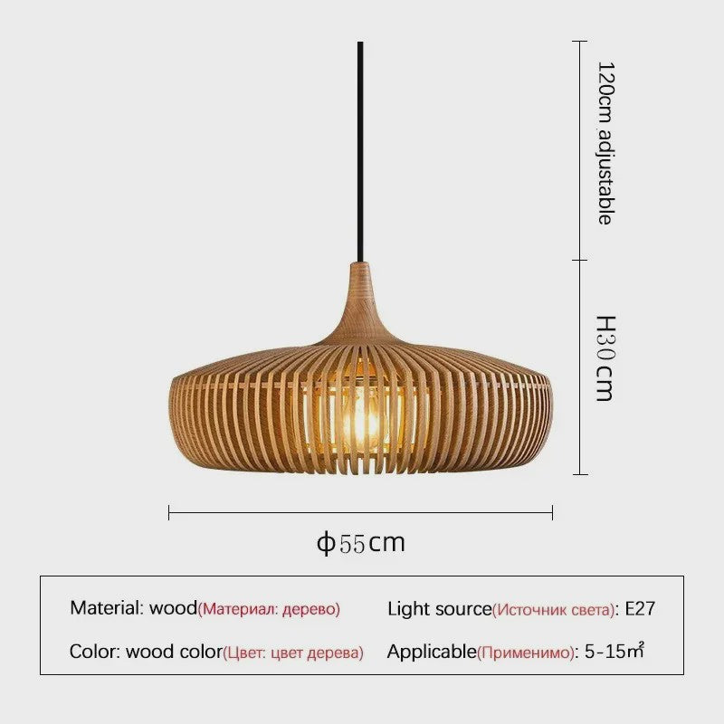 Wabi-Sabi Houten Hanglamp LED - Vintage Minimalistisch Design
