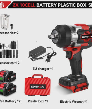 ONEVAN Brushless Elektrische Slagschroevendraaier 2800W - 2800 Nm, 1/2 Inch, Makita 18V Compatibel