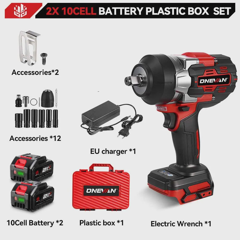 ONEVAN Brushless Elektrische Slagschroevendraaier 2800W - 2800 Nm, 1/2 Inch, Makita 18V Compatibel