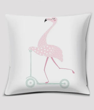 Vrolijke Flamingo Kussenhoes Vierkant - Decoratie voor Bank & Auto