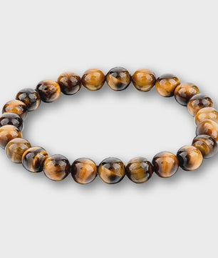 Elastische Charm Armband met Natuursteen Kralen: Lavasteen & Tijgeroog (6/8/10mm) - Voor Dames en Heren