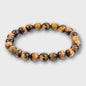 Elastische Charm Armband met Natuursteen Kralen: Lavasteen & Tijgeroog (6/8/10mm) - Voor Dames en Heren