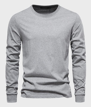 AIOPESON Heren Basic Longsleeve T-shirt - Katoen, Ronde Hals, Effen Kleur