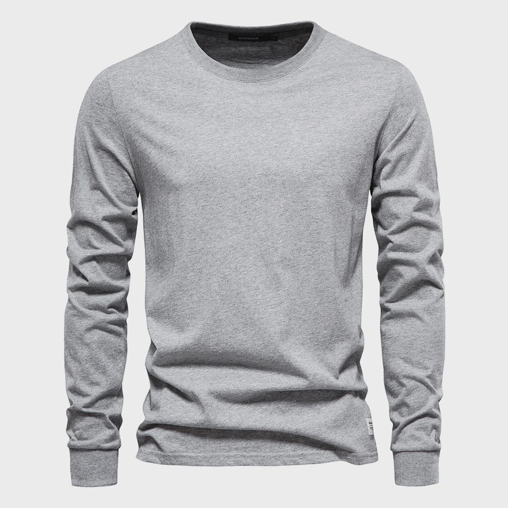 AIOPESON Heren Basic Longsleeve T-shirt - Katoen, Ronde Hals, Effen Kleur