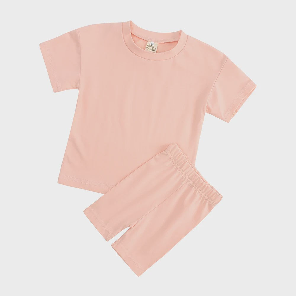 Katoenen Kinderkleding Set: T-shirt & Biker Shorts voor Jongens en Meisjes (1-13 Jaar)