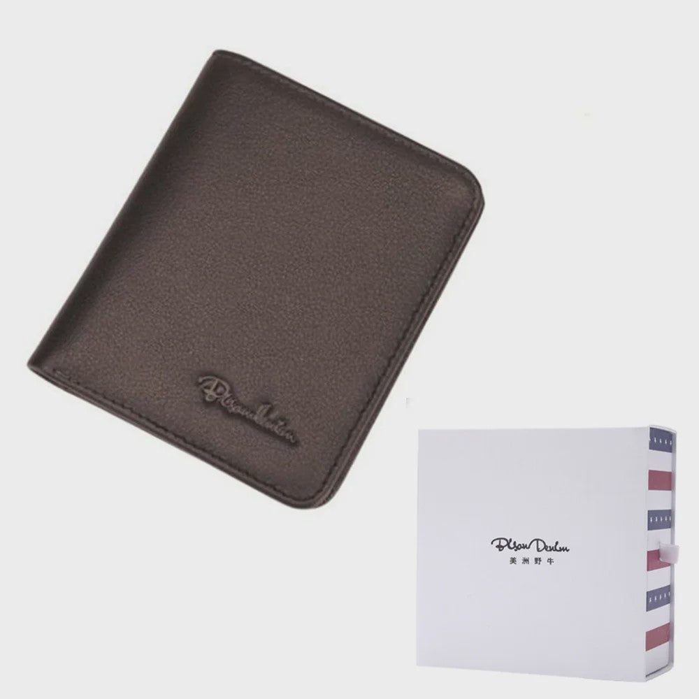 Bison Denim Heren Portemonnee - Echt Leer, Zwart, Mini Model N4429