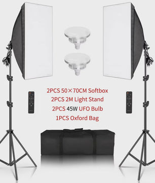 Professionele Softbox Verlichtingskit 50x70CM met LED Lamp - Continu Licht Systeem