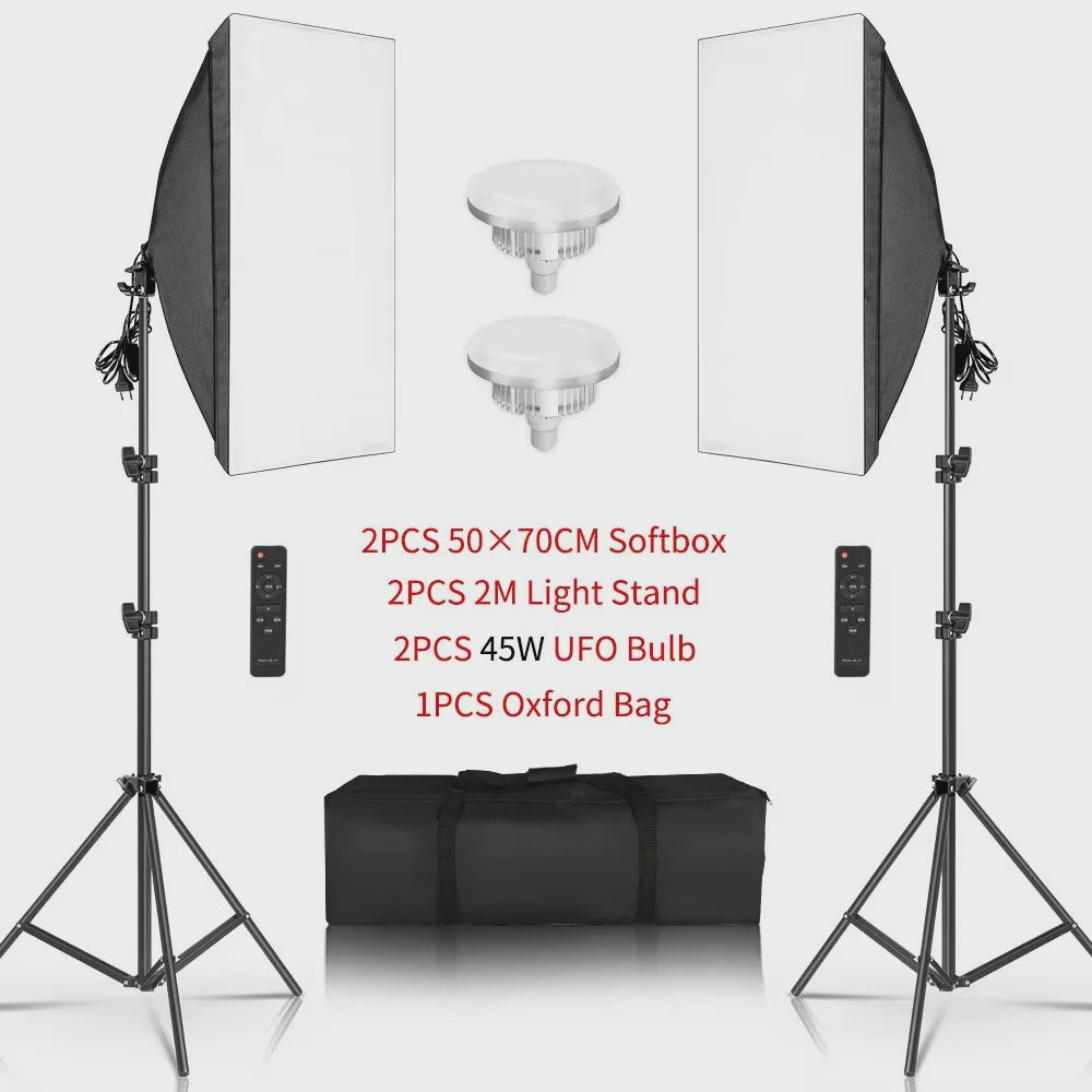 Professionele Softbox Verlichtingskit 50x70CM met LED Lamp - Continu Licht Systeem