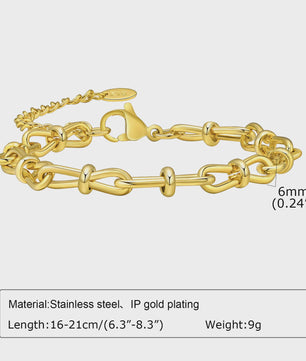 Gouden Roestvrij Staal Chunky Schakelarmband voor Dames - Waterdicht & Verstelbaar