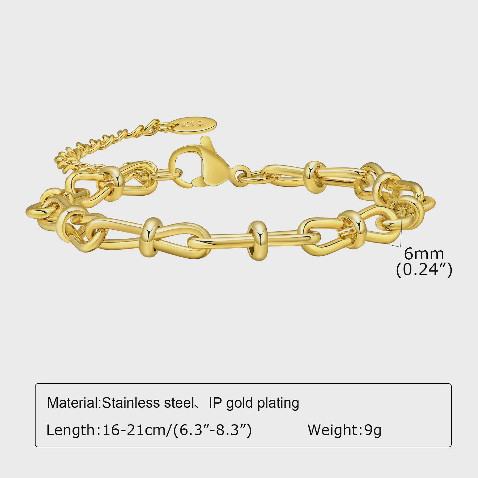 Gouden Roestvrij Staal Chunky Schakelarmband voor Dames - Waterdicht & Verstelbaar