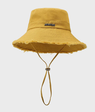 Zomerse Denim Fisherman Hat met Grote Rand en Koord - UV Bescherming voor Dames & Heren