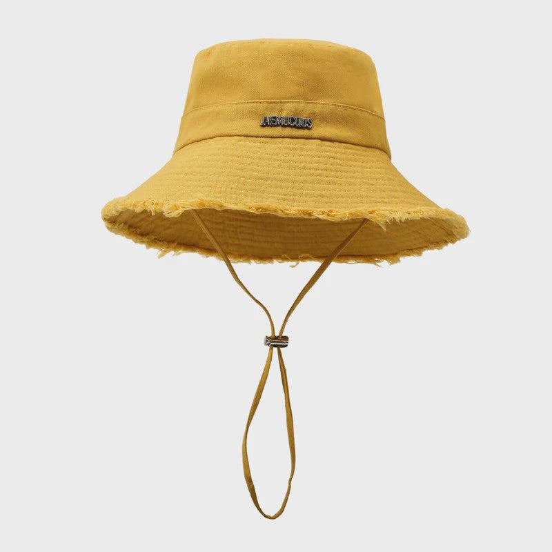 Zomerse Denim Fisherman Hat met Grote Rand en Koord - UV Bescherming voor Dames & Heren