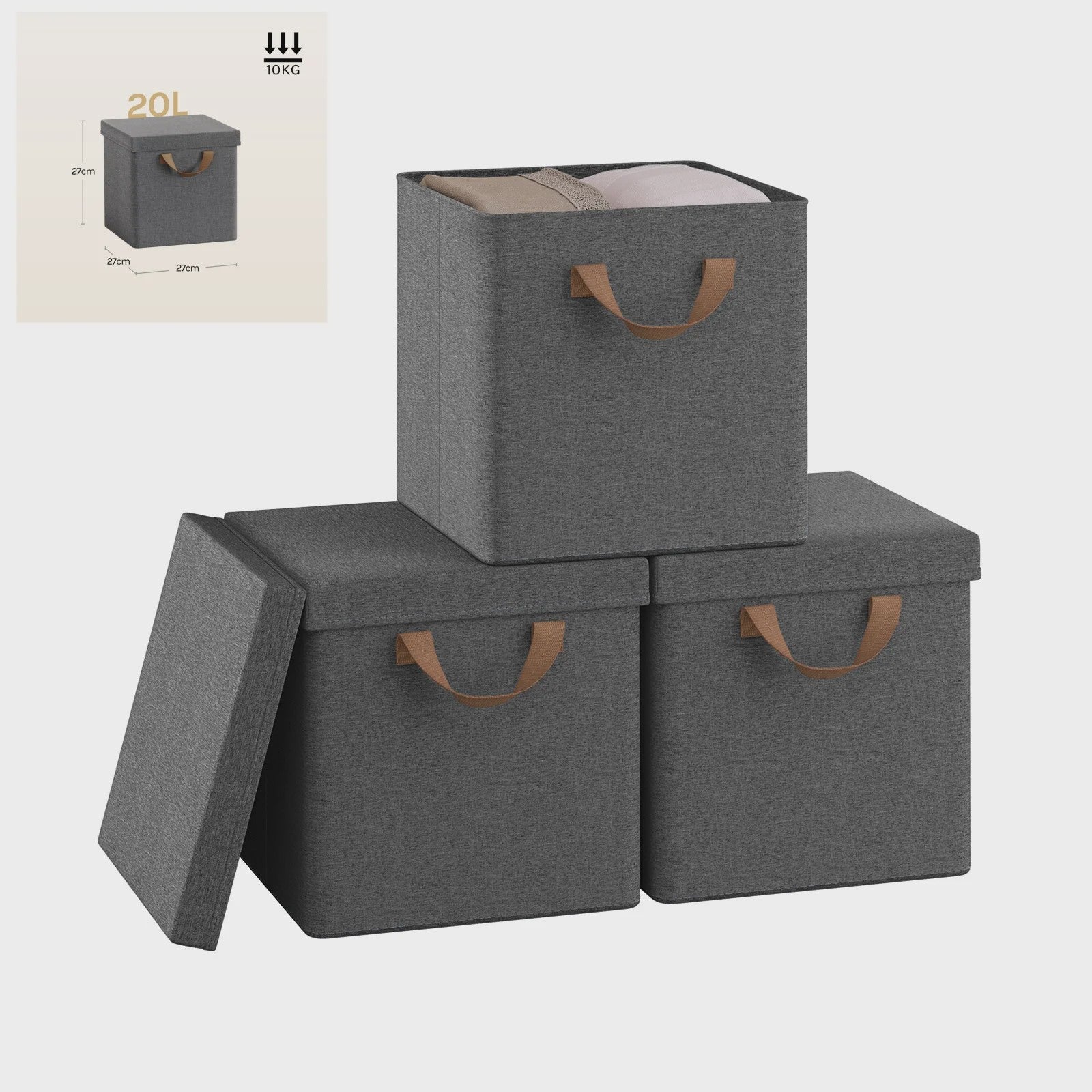 Opvouwbare Opbergbox met Deksel - Set van 3 of 5 - Stoffen Organizer voor Kleding en Speelgoed
