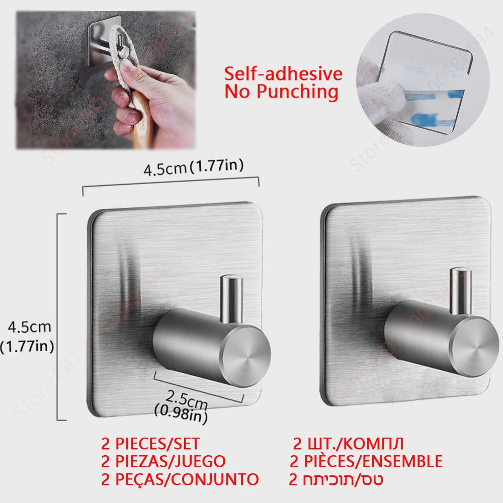 Set Badkamer Accessoires: Handdoekrek, Toiletrolhouder, Haak & Ring - Zwart