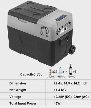 VEVOR Draagbare Vriezer/Koelkast 58 Qt (55L) - Auto, Boot, Outdoor - Snelkoelend