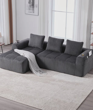 Moderne Modulaire Bank met Bekerhouder en Zijvak - Compact & Comfortabel