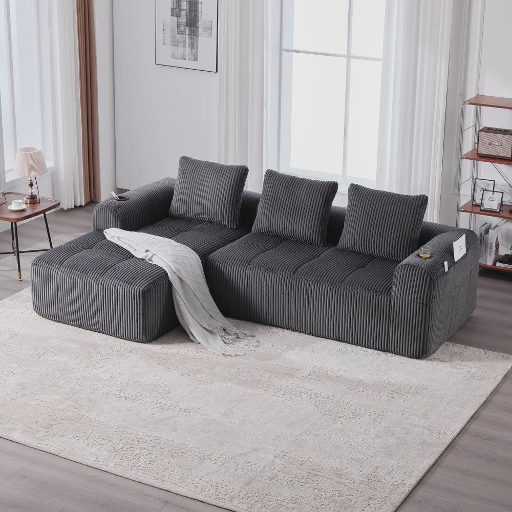 Moderne Modulaire Bank met Bekerhouder en Zijvak - Compact & Comfortabel