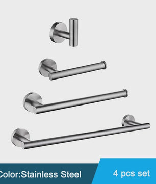 Zwarte RVS Wandmontage Set: Handdoekrek, Toiletrolhouder & Haakjes - Complete Badkamer Accessoires