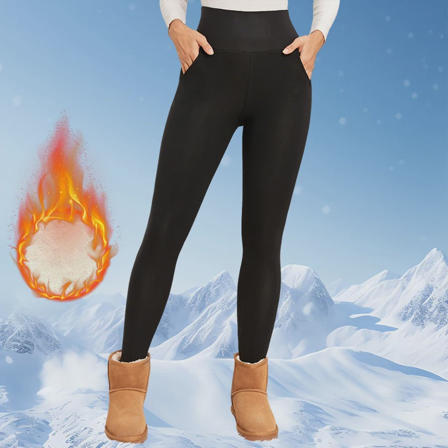 Dames Fleece Leggings - Hoge Taille, Thermo, Flared Model voor Winter & Casual