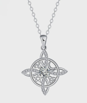 Mystieke Wicca Knoop Ketting met Kristal en Geboortesteen - Ster Maan Amulet