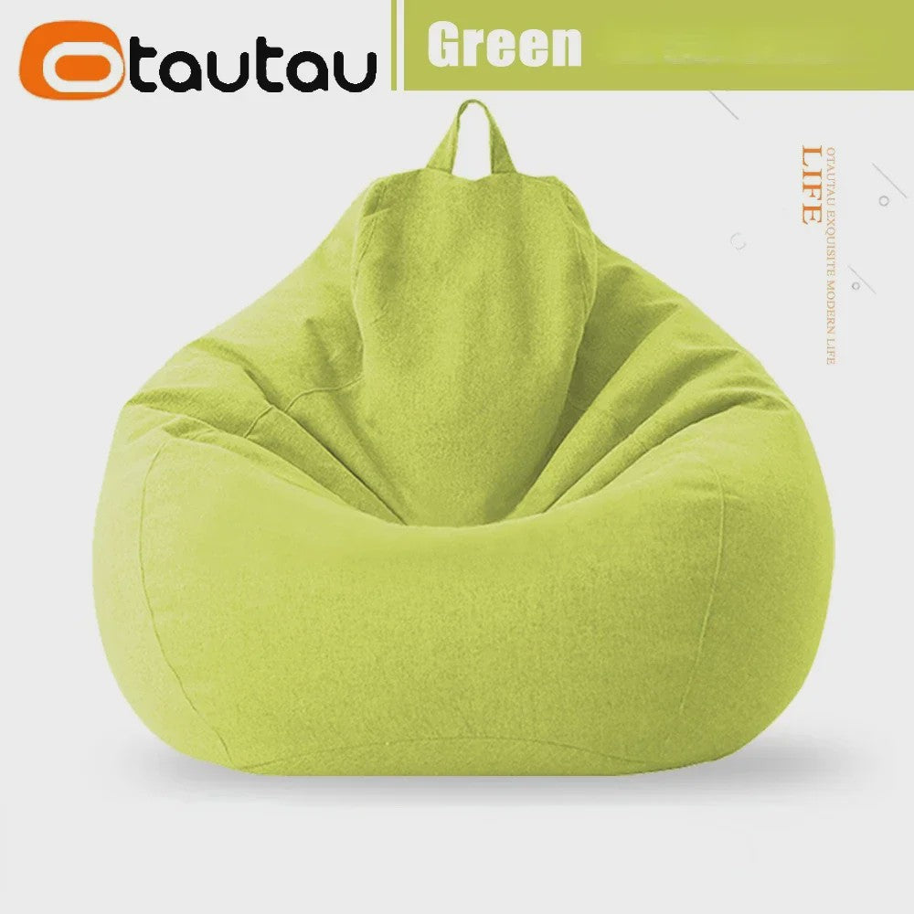 70cm Gevulde Beanbag Sofa van Katoen Linnen - Comfortabele Loungestoel voor Ontspanning