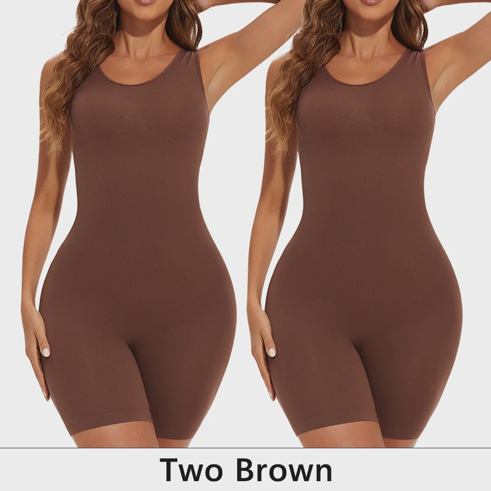 Naadloze Body Shaper Bodysuit met Brede Bandjes - Volledige Compressie & Dij Slimming
