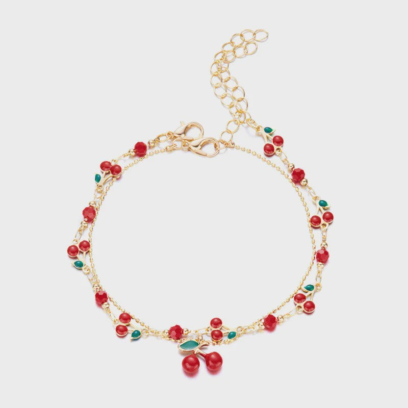 Vintage Boho Ankelbandje met Hartjes & Kristallen - Kleurrijk Zomer Sieraden voor Dames