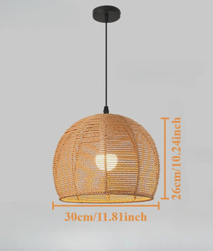 Handgeweven Rotan Hanglamp - Boho Stijl Papier Touw Plafondlamp voor Woonkamer & Slaapkamer