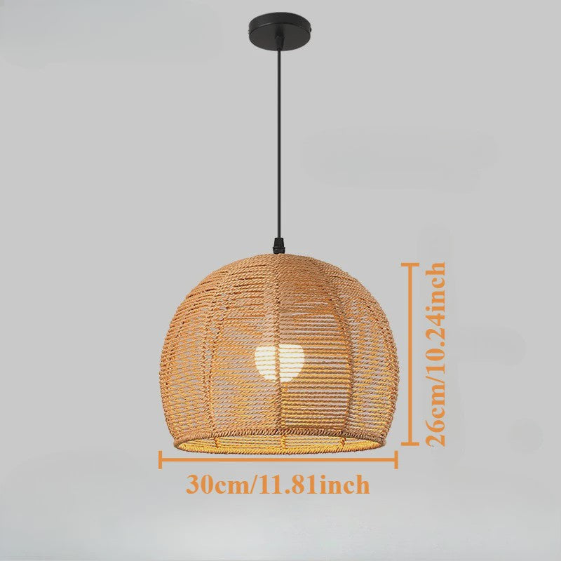 Handgeweven Rotan Hanglamp - Boho Stijl Papier Touw Plafondlamp voor Woonkamer & Slaapkamer