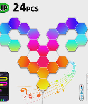 Modulaire Hexagon LED Wandlampen - RGB, Muziek Sync, App Bediening & USB