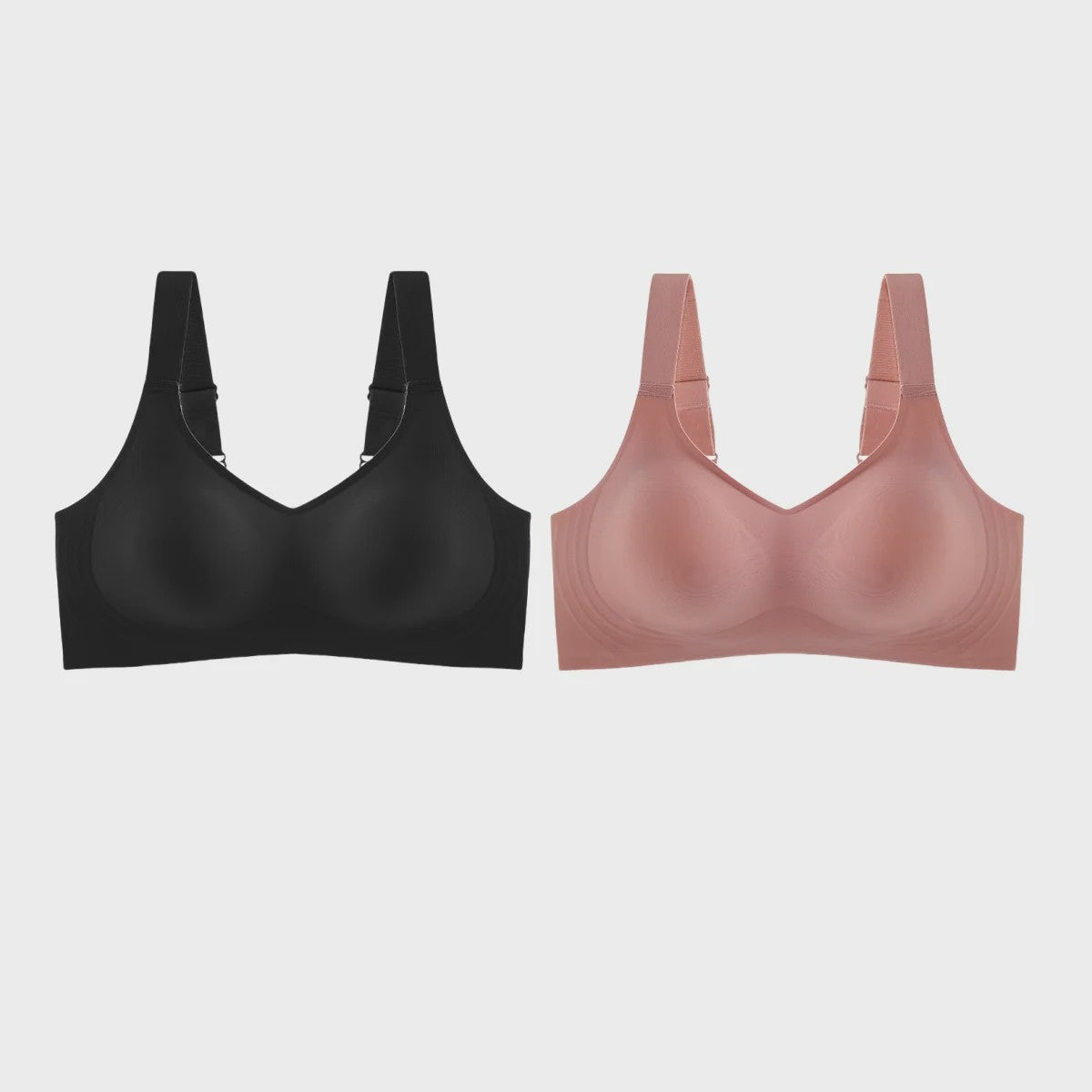 Set van 2 Naadloze Comfort BH's met V-hals en Brede Bandjes - Draadloos & Onzichtbaar