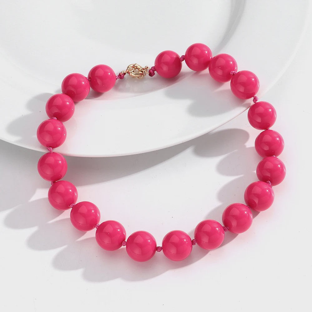 Trendy Multicolor Statement Ketting met Grote Ronde Kralen - Handgemaakt