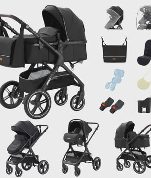 3-in-1 Multifunctionele Kinderwagen - Lichtgewicht en Compact met Babyzitje en Reiswieg