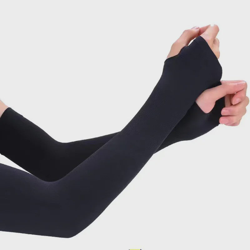 Zomer Arm Sleeves met UV Bescherming - Ademend IJs Zijde, Vingerloos