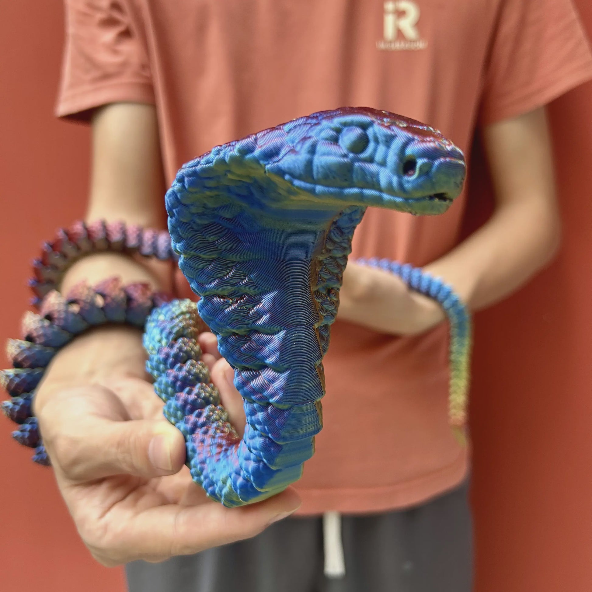 Flexibele 3D Geprinte Cobra Statue - Kleurrijk & Buigzaam - 90cm & 130cm - Uniek Cadeau