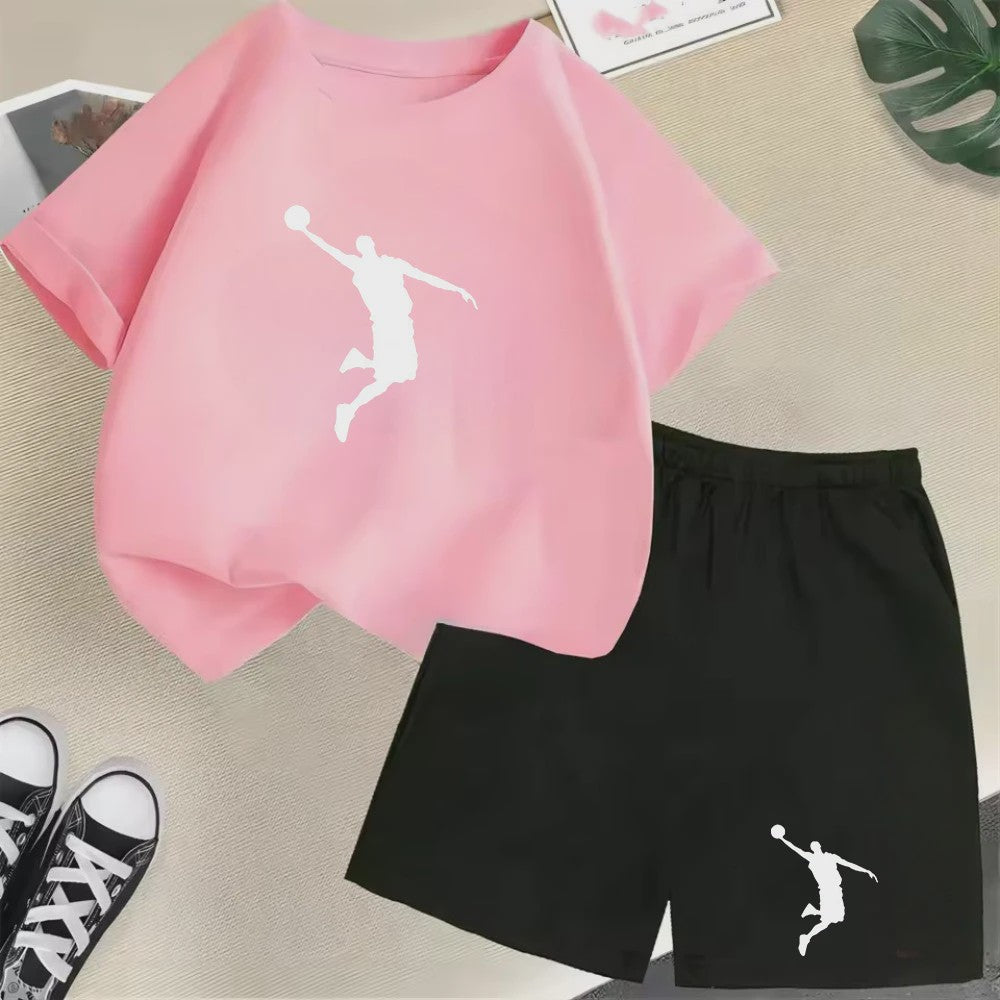 Kinder T-shirt en Short Set - Zomer Sportieve Mode met Grafische Print