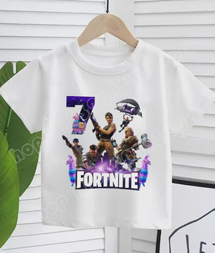 Fortnite Kinder T-shirt met Verjaardagsnummer - Zomer Kleding voor Jongens & Meisjes