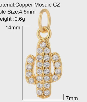 Gouden Bedeltjes voor Sieraden Maken: Cactus, Kers, Paddenstoel, Bloem & Fruit
