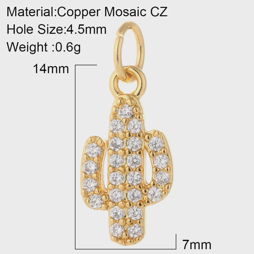 Gouden Bedeltjes voor Sieraden Maken: Cactus, Kers, Paddenstoel, Bloem & Fruit