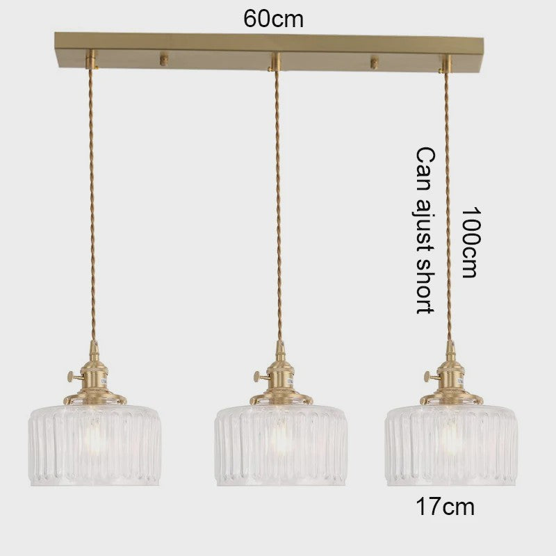 Vintage Groene Glazen Hanglamp - Nordic Stijl, Koperen Accent