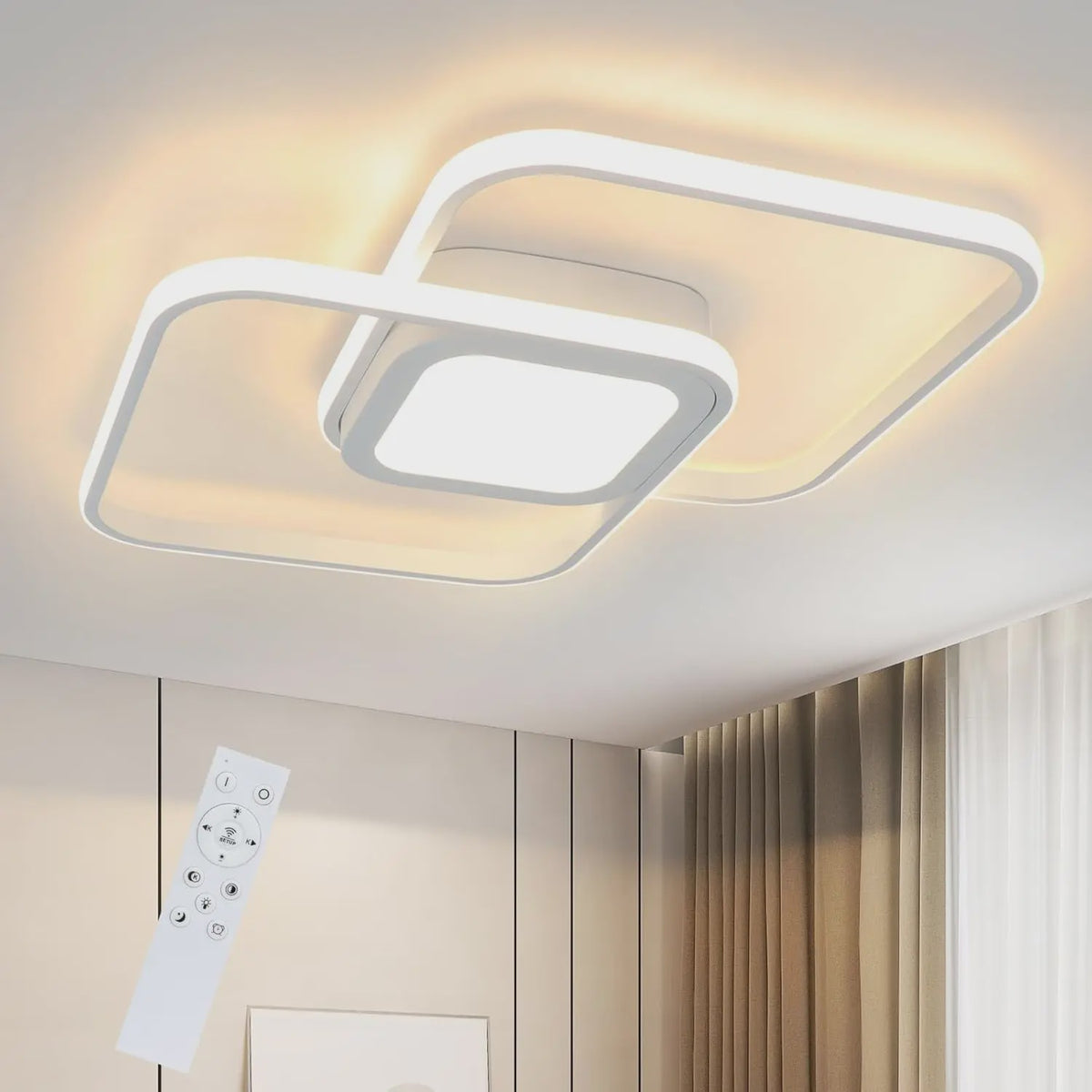 Moderne Zwarte LED Plafondlamp 48W Dimbare met Afstandsbediening & Kleurtemperatuur 3000K-6500K