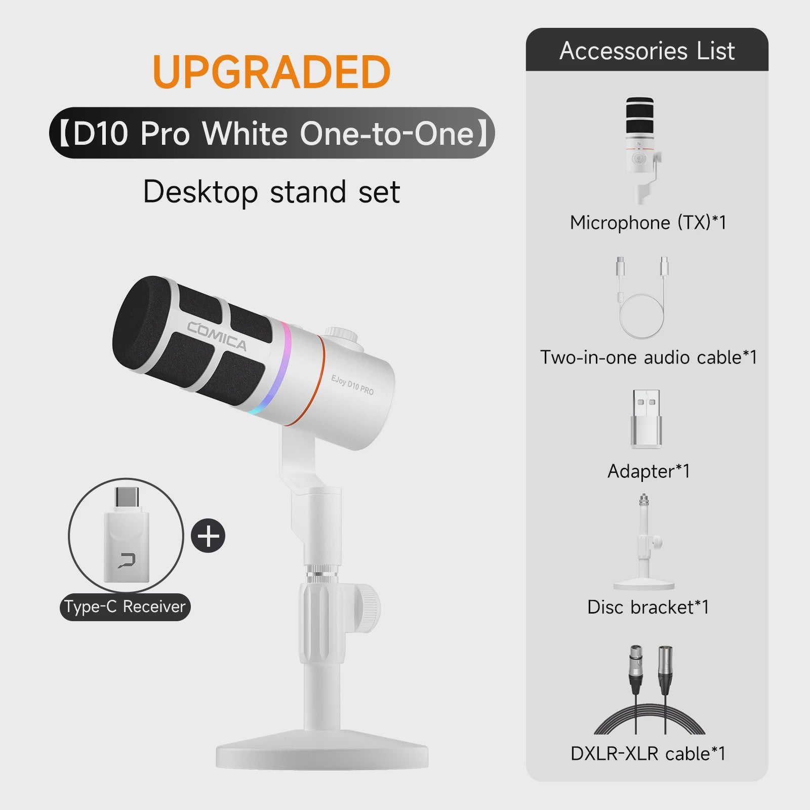 COMICA D10/D10 PRO Dynamische Microfoon: RGB, USB/XLR, Draadloos/Bedraad voor Streaming & Gaming