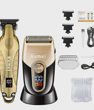 Professionele Oplaadbare Tondeuse en Baardtrimmer - Goudkleurig - Kemei KM-90-4