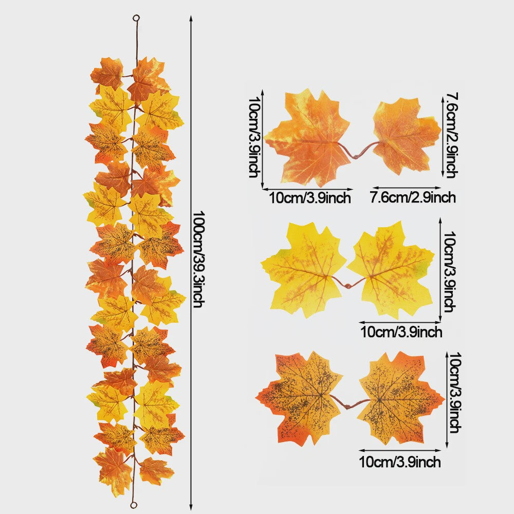 Herfst Slinger met Maple Bladeren - Kunstblad Slinger voor Thanksgiving, Halloween & Feestdecoratie