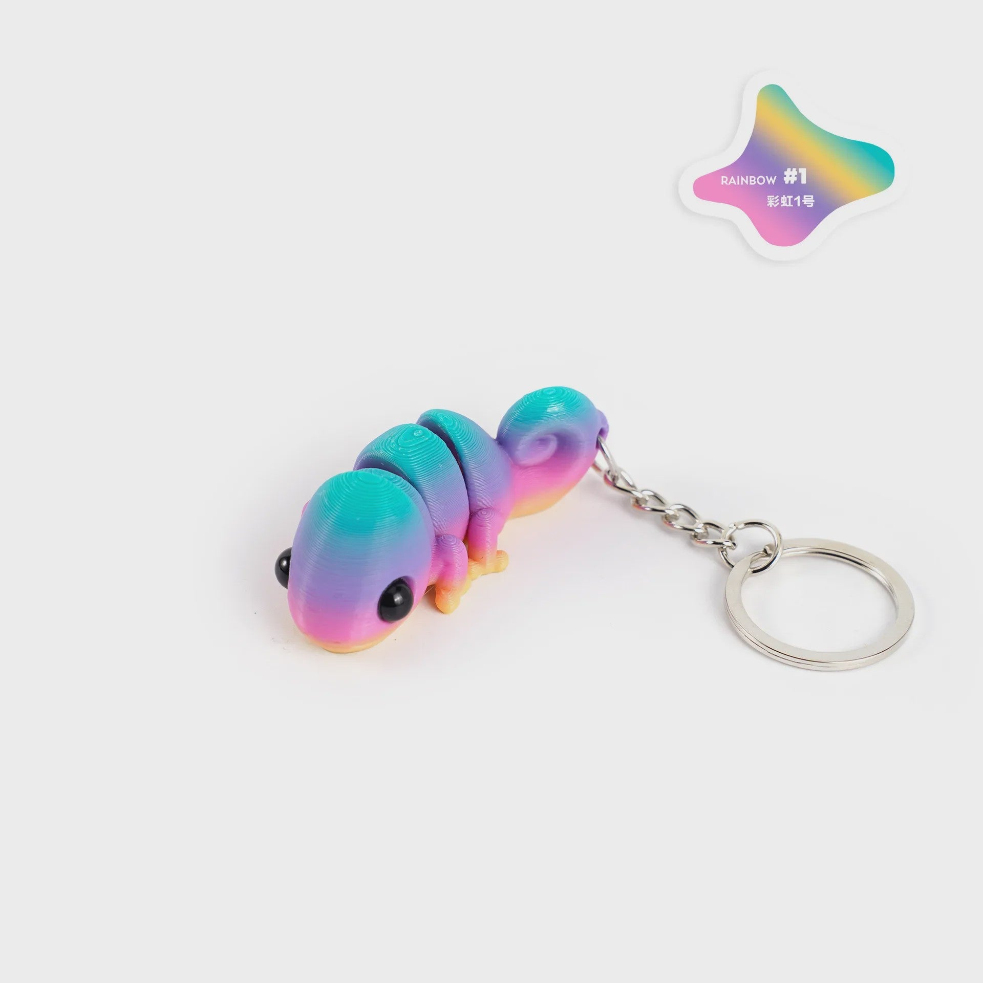 Bewegelijke 3D Geprinte Kameleon Sleutelhanger - Leuk Accessoire & Cadeau