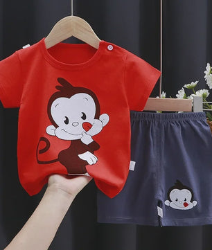 Schattige Kinder T-shirt & Short Set - 100% Katoen met Leuke Cartoon Prints