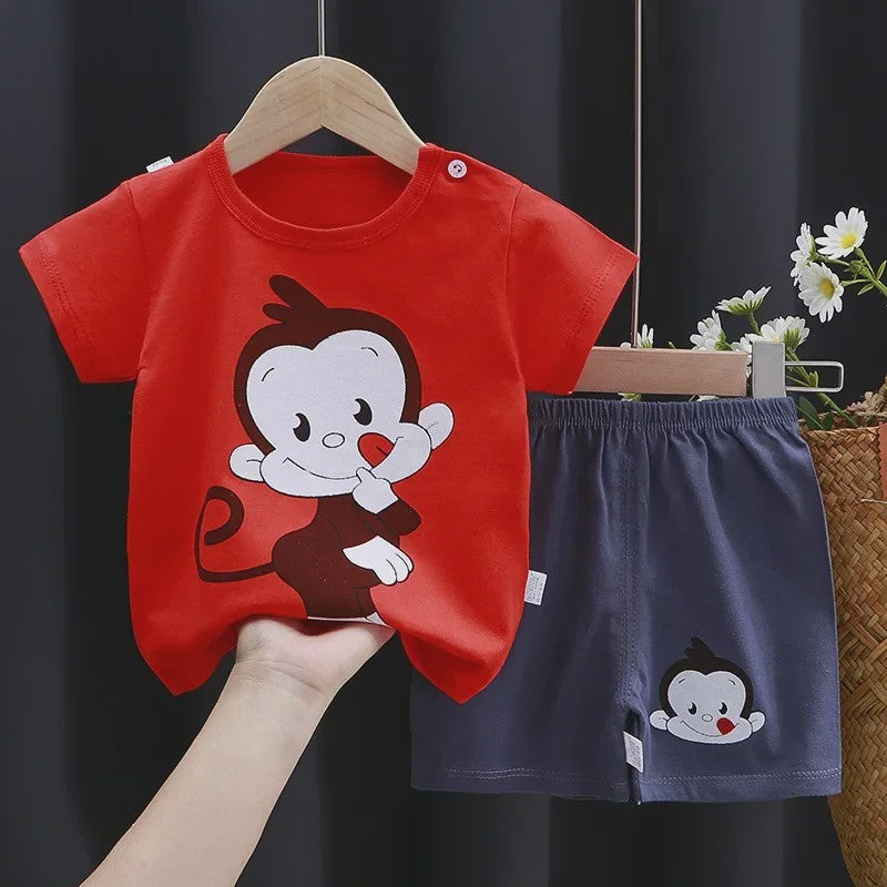Schattige Kinder T-shirt & Short Set - 100% Katoen met Leuke Cartoon Prints