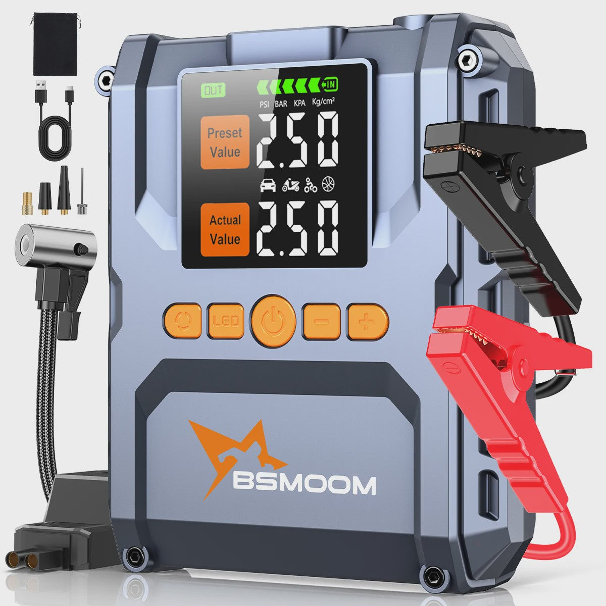 Krachtige 6000A Jump Starter met Compressor & 21800mAh Powerbank