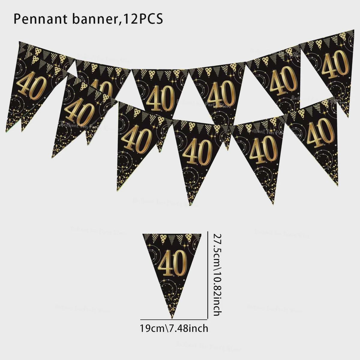 Black Gold Verjaardag Banner - Slingers voor 30, 40, 50, 60 Jaar Feestdecoratie
