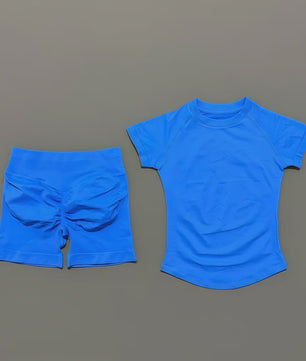 Seamless Sportset Dames: Yoga Top met Korte Mouw & Fitness Shorts